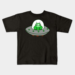 Alien UFO Sloth Kids T-Shirt